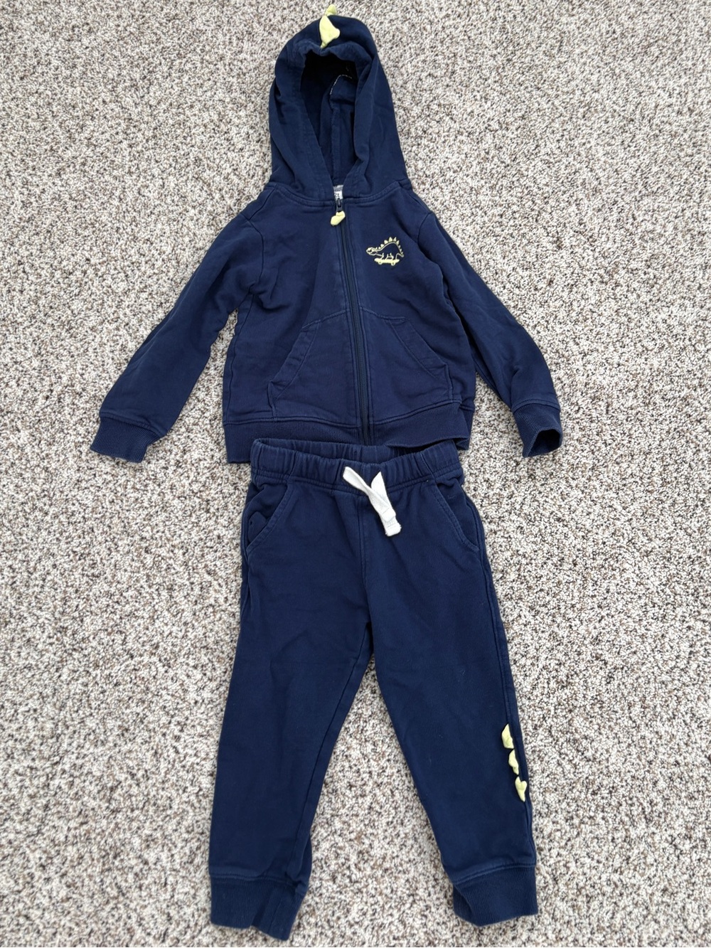 Carter’s Toddler Boy Dino French Terry Full Zip Hoodie & Jogger Set, Navy, 2T